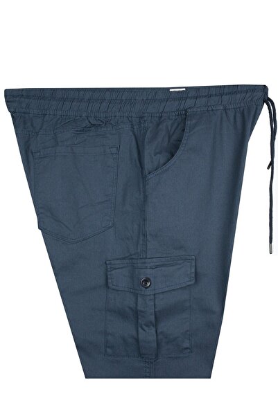 marufshop Men's Plus Size Stretch Fabric Jogger Pants with Elastic Legs and Cargo Pocket Pieces Petrol Blue