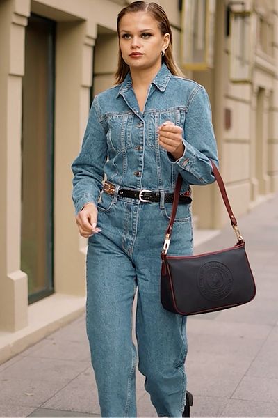 U.S. Polo Assn. Geantă de umăr pentru femei albastru bleumarin-roșu Claret Us25675