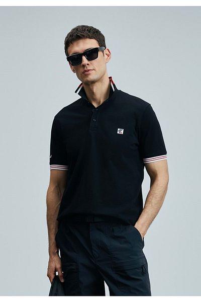 Lufian 111040204 Eros Smart Polo Neck T-Shirt Men's T-Shirt Black