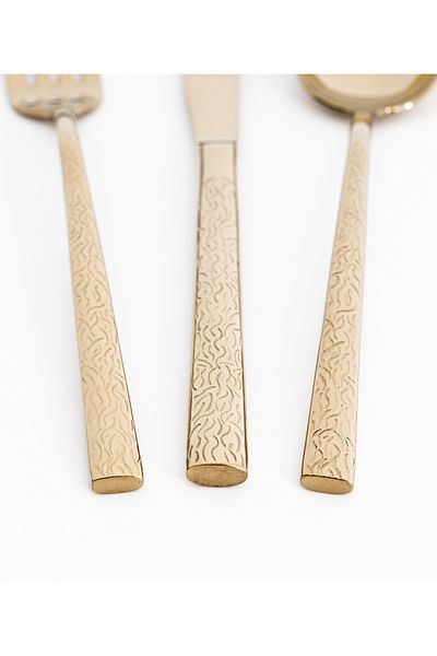Maxx Doria Ivy Titanium Gold - Set of 84 Pieces of Knives and Spoons for 12 People Pa1029