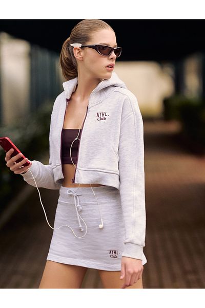 Koton Raised Embroidered Waist Lace-Up Sports Shorts Skirt