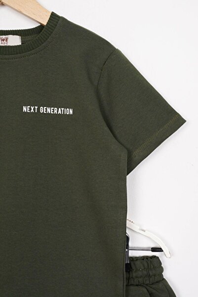 zepkids Khaki Colored Boy's Short Sleeve Set with Crew Neck