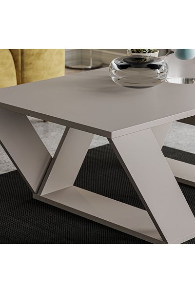Mourah Home Pipra Modern Coffee Table Mocha Grey Multipurpose H 40cm Light Mocha