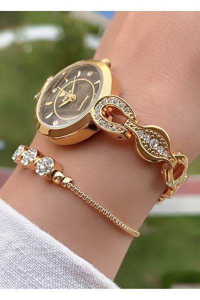 Fiesta Gold Yellow Steel Strap Bridal, Engagement, Wedding Small Case Wristwatch