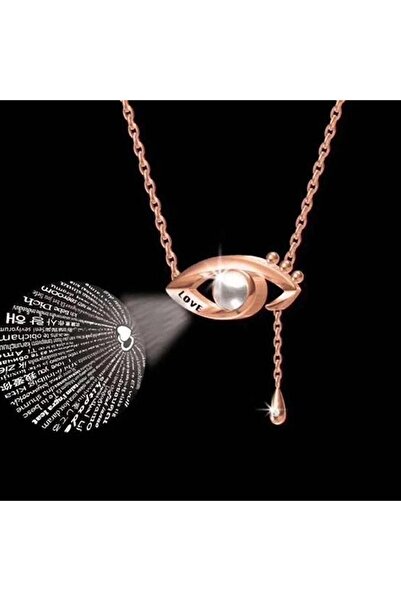 PİGADO I Love You in 100 Languages Eye Necklace with Stones as a Gift for Lovers
