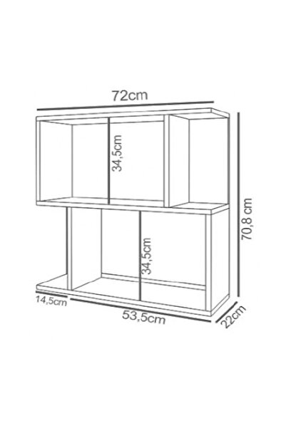 Remaks Belek 2 Raflı Asimetrik Kitaplık Çok Amaçlı Dekoratif Ofis Kitaplık Raf Beyaz-meşe