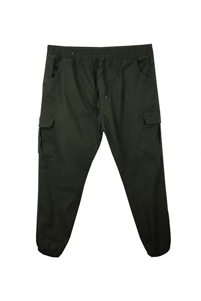 marufshop Large Size Lycra Jogger Pants with Cargo Pockets Green