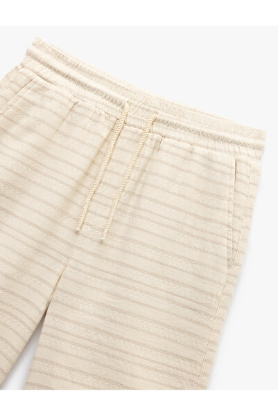 Koton Cotton Pocket Detailed Patterned Lace-Up Shorts