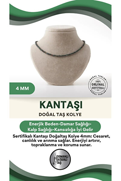 OSMANLI DEĞERLİ TAŞ Sertifikalı Kantaşı Doğaltaş Kolye 4 Mm, M496
