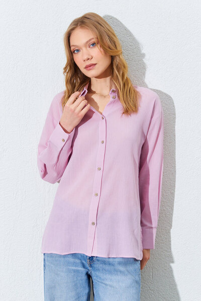 EDITION WOMAN Pink Crinkle Women's Shirt |   Ek100161201 ​​English