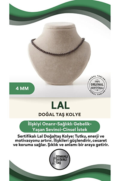 OSMANLI DEĞERLİ TAŞ Sertifikalı Lal Doğaltaş Kolye