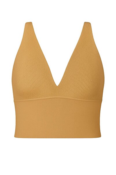 Perryes Жіночий тонкий трикотажний елегантний кроп-топ\бюстєль бежевий