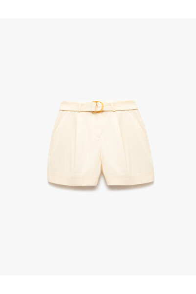 Koton Pamuklu Kemerli Pile Detaylı Cepli Mini Şort