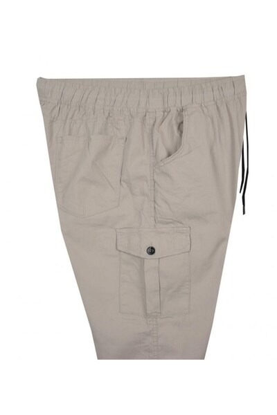 marufshop Men's Plus Size Stretch Fabric Jogger Pants with Elasticated Legs and Pack of Cargo Pocket Stone