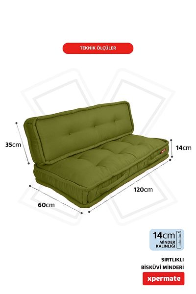 XPERMATE وسادة أرضية البسكويت على شكل قرص العسل وسادة علوية للبليت ووسادة للحديقة مقاس 60 × 120 × 14 سم باللون الأخضر