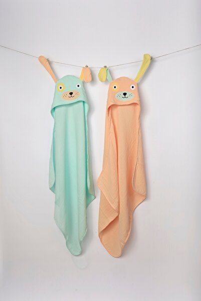 Be'Calm Puppy -Puppy Embroidered Muslin Organic Cotton - Bath Swaddle - Powder