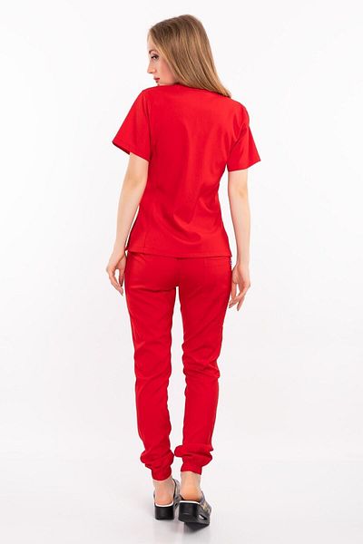 Nur Medikal Giyim Red Soft Lycra Atlantis Model Jogger Doctor Nurse Hospital Scrubs Uniform Suit