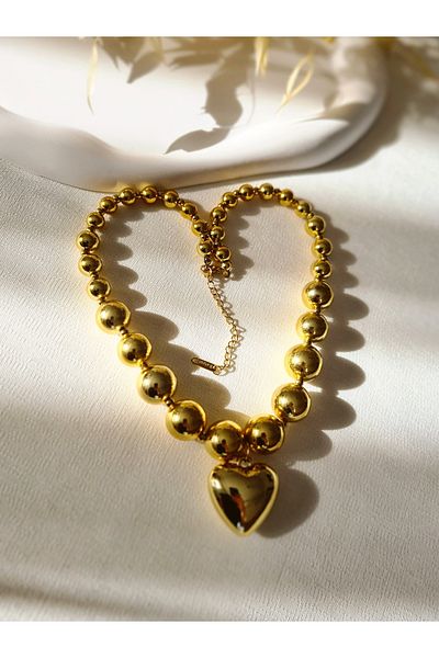 Mirage Design Gold Detailed Steel Necklace 24