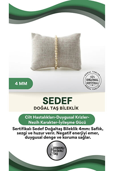 OSMANLI DEĞERLİ TAŞ Sertifikalı Sedef Doğaltaş Bileklik 4 Mm, B981
