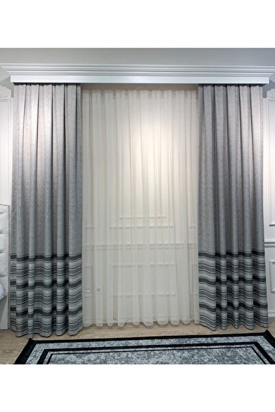 Brillant Country Collection 1/2,50 Pile Natural Keten Fon Perde - Gri