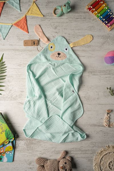 Be'Calm Online - Puppy Muslin Bath Swaddle - Mint