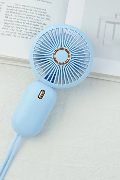 Abbruch By Sabron Güçlü Parvaneli Renkli Mini El Fanı Taşınabilir Şarjlı Taşıma Ipli Vantilatör