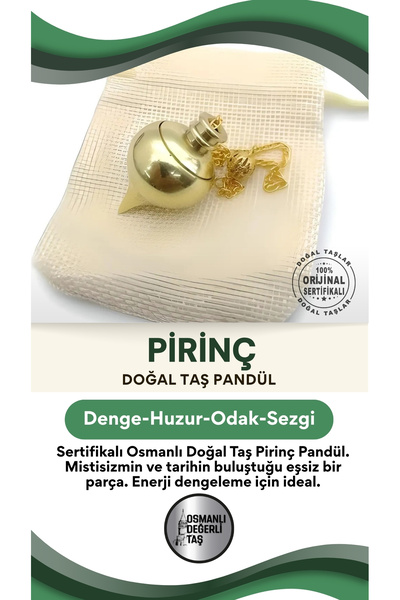OSMANLI DEĞERLİ TAŞ Sertifikalı Osmanlı Doğal Taş Pirinç Pandül