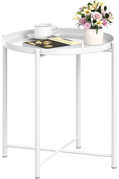 Roomlyne Round Steel Table White 45x53x45cm