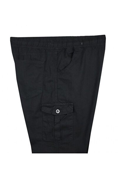 marufshop Lastik Paçalı Ve Kargo Cepli Erkek Büyük Beden Likralı Jogger Pantolon Siyah