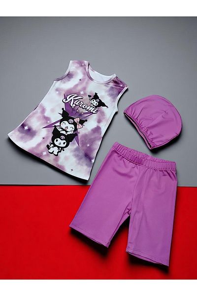 MİLAYS LİFE HOME COLLECTİON Girl's 3 Piece Kuromi Swimsuit Set