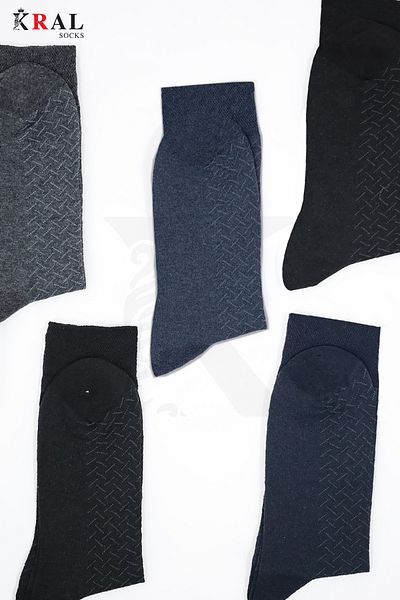 KRAL SOCKS Мъжки чорапи от памук, безшевни жакардови, 5 чифта, сезонни дълги чорапи