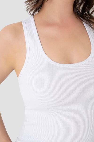 Arma Yıldız White Black Gray Women's Ribbed Undershirt - Thick Straps Basic 3 Pack