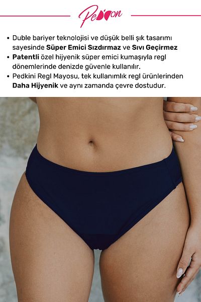 PEDDON Comfortable Padkini under Swimwear for Menstrual Period Super Absorbent Low Waist Bikini Bottom Navy Blue Menstrual Swimsuit