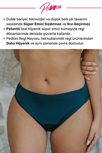 PEDDON Comfortable Padkini under Swimwear Super Absorbent Low Waist Bikini Bottom Green Menstrual Swimsuit Special for Menstrual Period