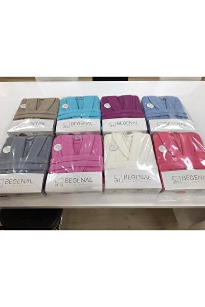 Beğenal Μπουρνούζι με γιακά σάλι 100% βαμβακερό σε κρεμ χρώμα