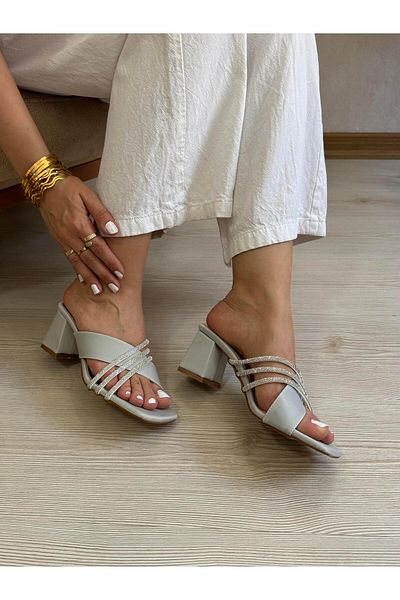 DERİ KABUSU Stone heeled slippers 918