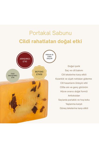 dionesse Natural Orange Soap 120 Gr - Antioxidant Handmade Soap with Skin Revitalizing and Brightening Effect