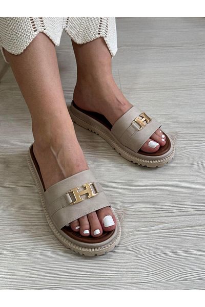 DERİ KABUSU H Buckle Women's Slippers 600