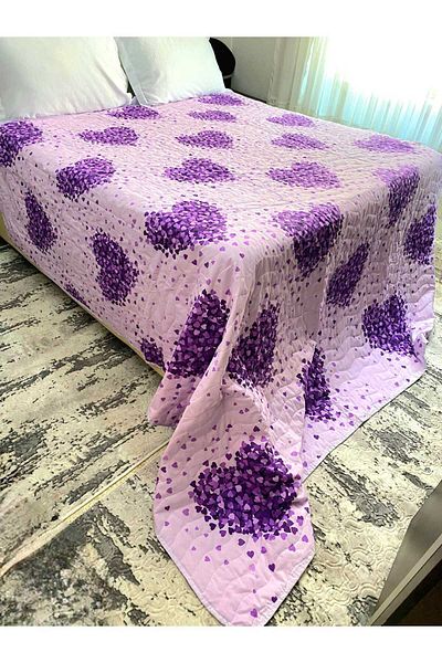 Özyuvam Quilted Cotton Fiber Filled Double Heart Patterned Pique