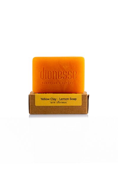 dionesse Lemon Oil Yellow Clay Soap 120 Gr - Sebum Balancing Handmade Natural Soap for All Skin Types