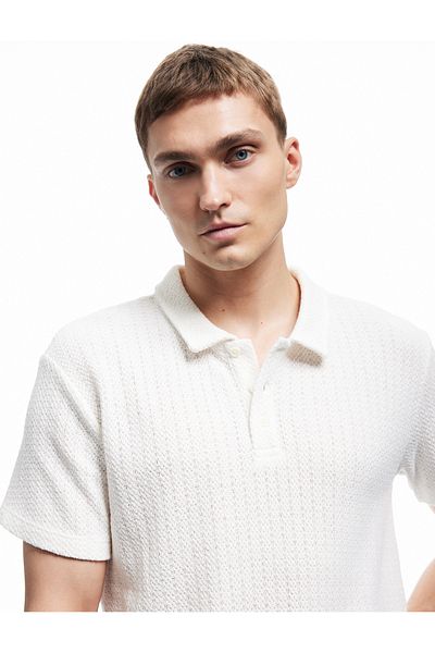 Koton Regular Fit Short Sleeve Textured Polo Neck T-Shirt