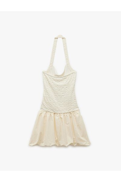 Koton Square Neck Sleeveless Halter Neck Mini Balloon Dress