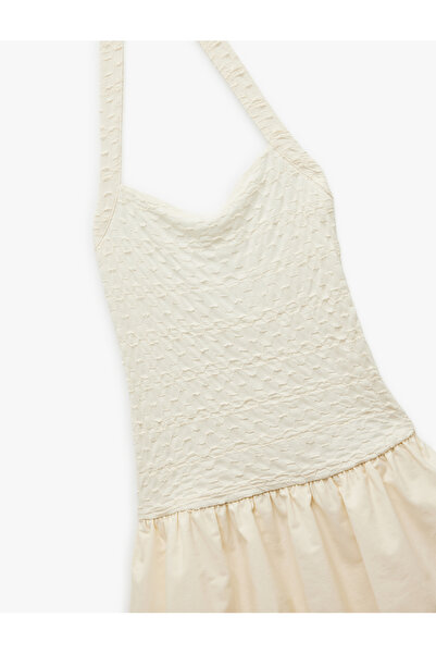 Koton Square Neck Sleeveless Halter Neck Mini Balloon Dress