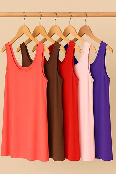 COTENCONCEPT Tricou pentru atlet cu bretele groase din bumbac, 5 bucăți