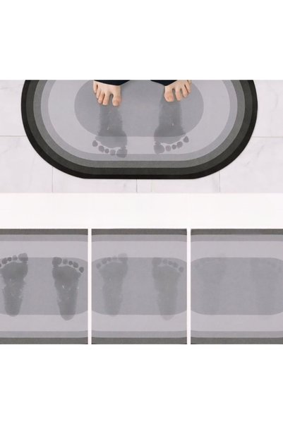 seahome Oval Magic Water Absorbent Bath Mat Non-Slip Based Foot Mat 38X58 cm Without Writing Model S-60