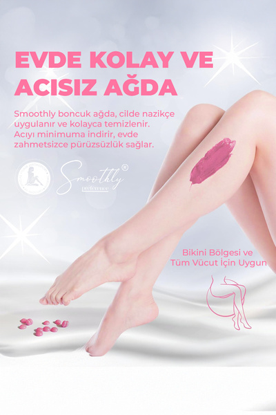 Smoothly 2 Kutu Pudralı Soyulabilen Boncuk Ağda + Premium Ağda Isıtıcı Makine + Ağda Losyonu + Spatula Seti