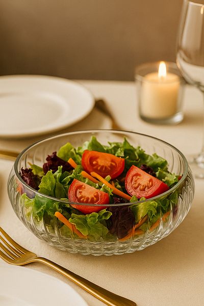 LUMİNA Handmade Large Size Glass Salad Bowl 24X6 cm