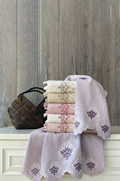 MARİBOR Tıra - %70 Bambu / %30 Pamuk Nakışlı El Havlusu - 6'lı Set 50x90