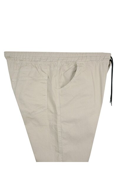 marufshop Παντελόνι Gabardine με ελαστικό πόδι με κορδόνια σε μέγεθος Battal Stone Κατάλληλο για άνδρες 118 -156 κιλά