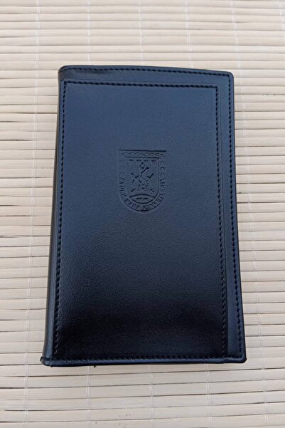 İZMİR ASKERİ MALZEME مفكرة Karaci من الجلد الطبيعي بطباعة باردة مع شعار القوا...